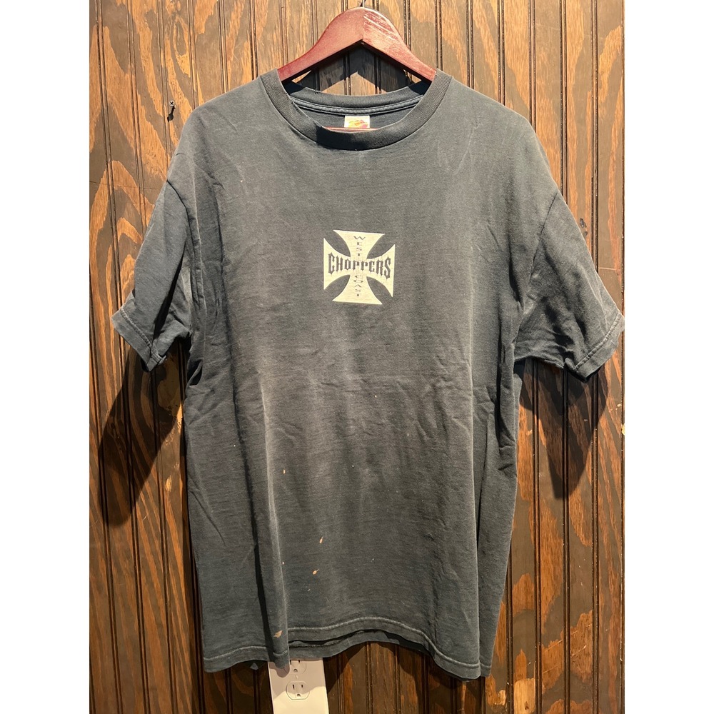 Vintage West Coast Choppers Iron Cross Graphic T-Shirt Faded Black XL 23x30